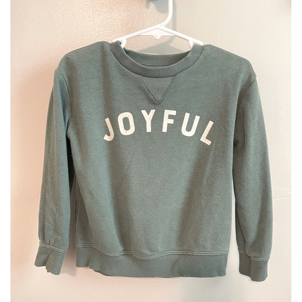 Little Co Sweatshirt 2T JOYFUL | Pine Green Long Sleeve | Girl or Boy Top